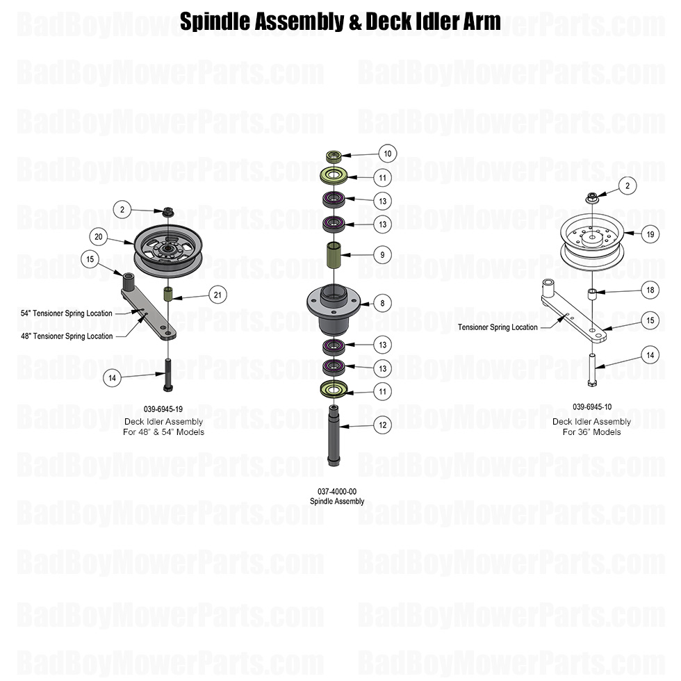 2025 Raider - Spindle Assembly & Deck Idler